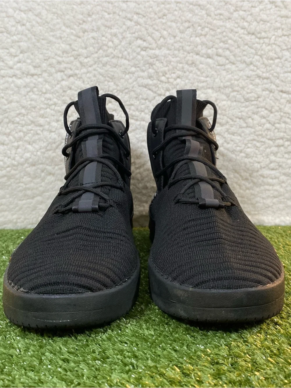 Runmaxx Casual Fashion Knit Mesh Shoes Men SZ 11 (44) Black Lace Up Hi Athletic